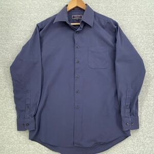 Roberto Villini Dress Shirt Mens 15.5 Blue Non-Iron Travel Collection Cotton